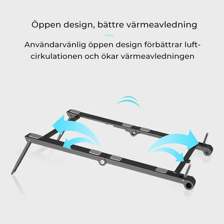 Bärbar hållare i aluminium, 3-i-1, för surfplatta och telefon. Svart och vit, kompakt och kompatibel design.