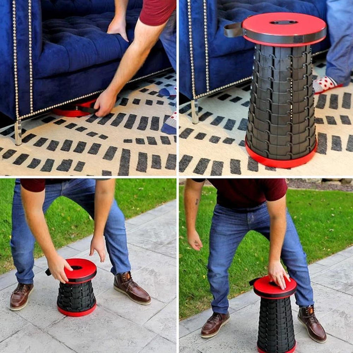 "Bärbar, ihopfällbar pall för utomhusbruk i kompakt design, grön färg, perfekt för camping och sportevenemang."
