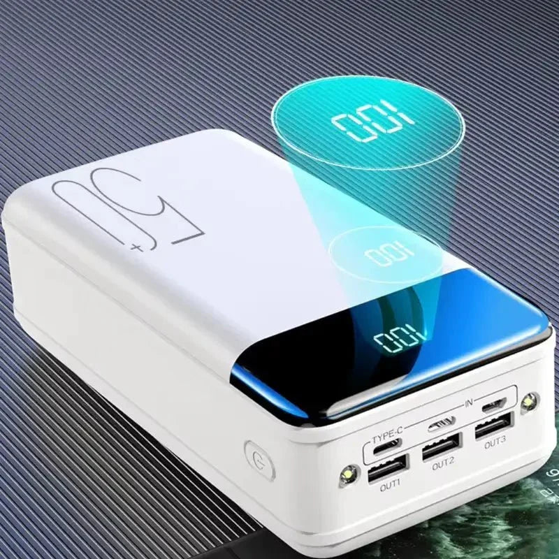 Extern batteribank 50000mah som laddar mobiltelefon och surfplatta