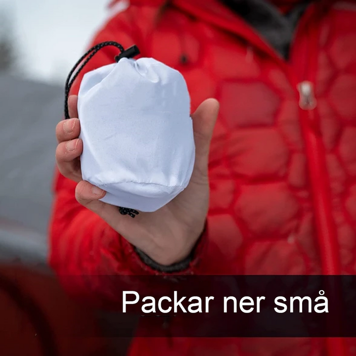 "Bärbar uppblåsbar LED-campinglampa med USB, vit design, hängande, perfekt för nattliga äventyr med justerbart ljus."