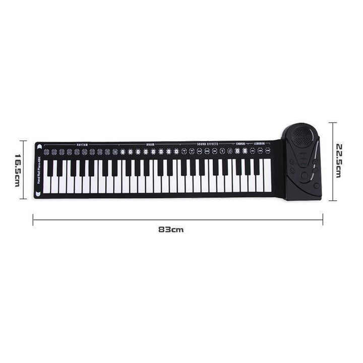 "Bärbart roll-up digitalpiano med 49 tangenter, kompakt design, högkvalitativt silikonmaterial, perfekt för musikälskare."