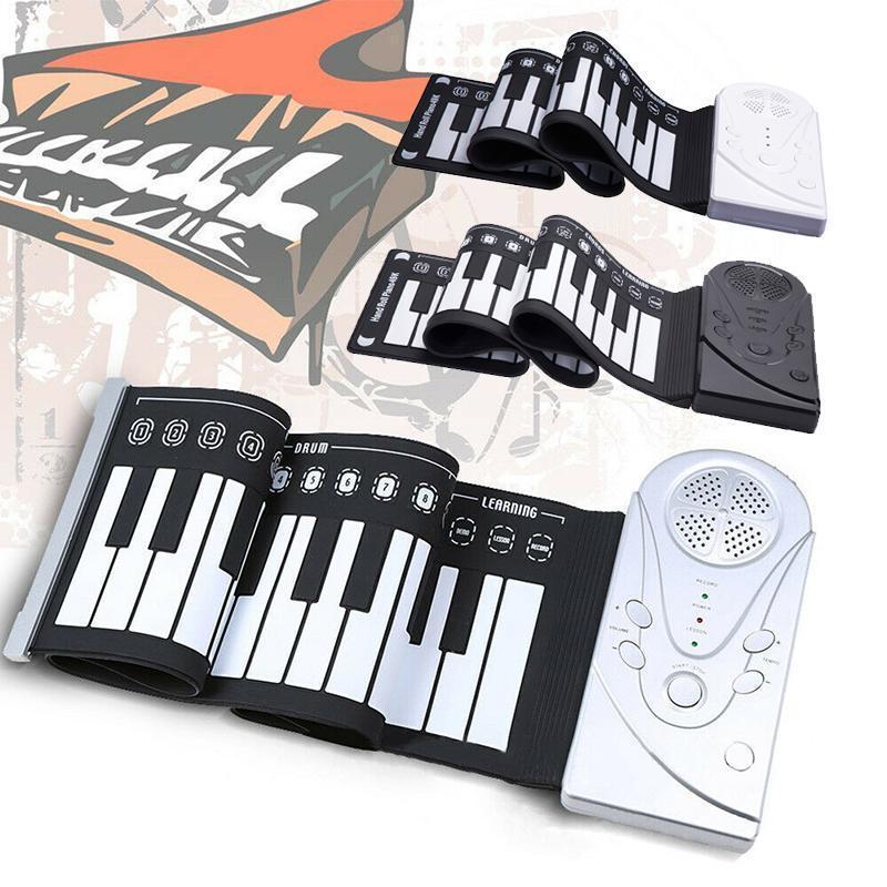 "Bärbart roll-up digitalpiano med 49 tangenter, kompakt design, högkvalitativt silikonmaterial, perfekt för musikälskare."