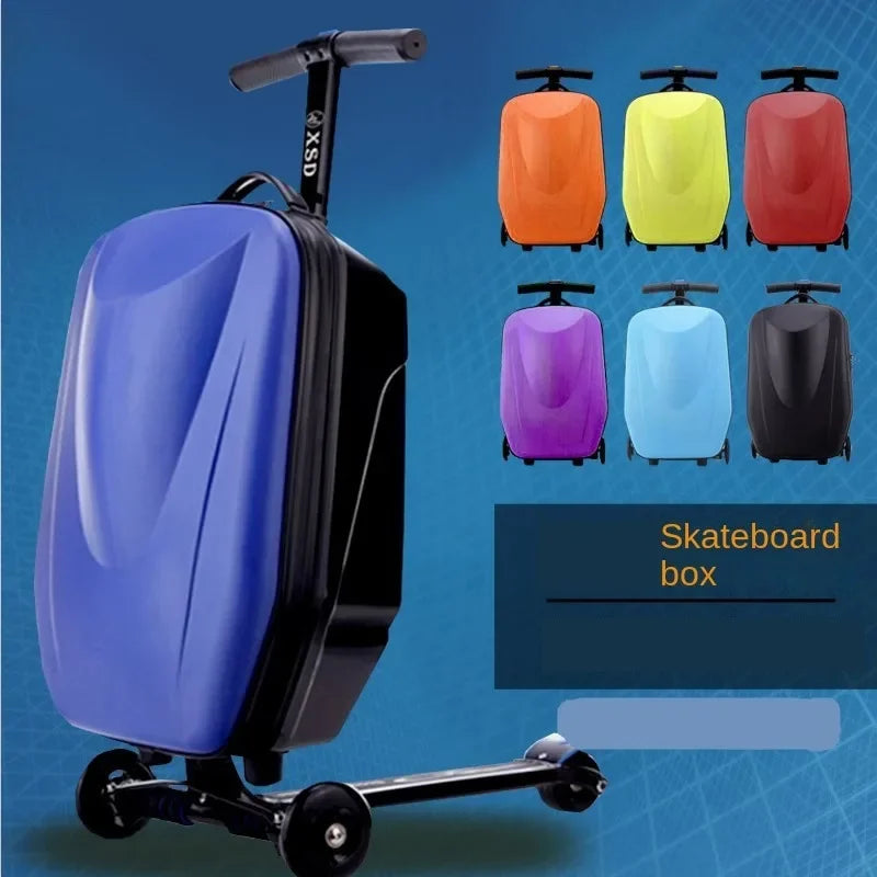 Hårdskalig barnresväska med inbyggd scooter. Idealiskt handbagage för smidiga och roliga resor.