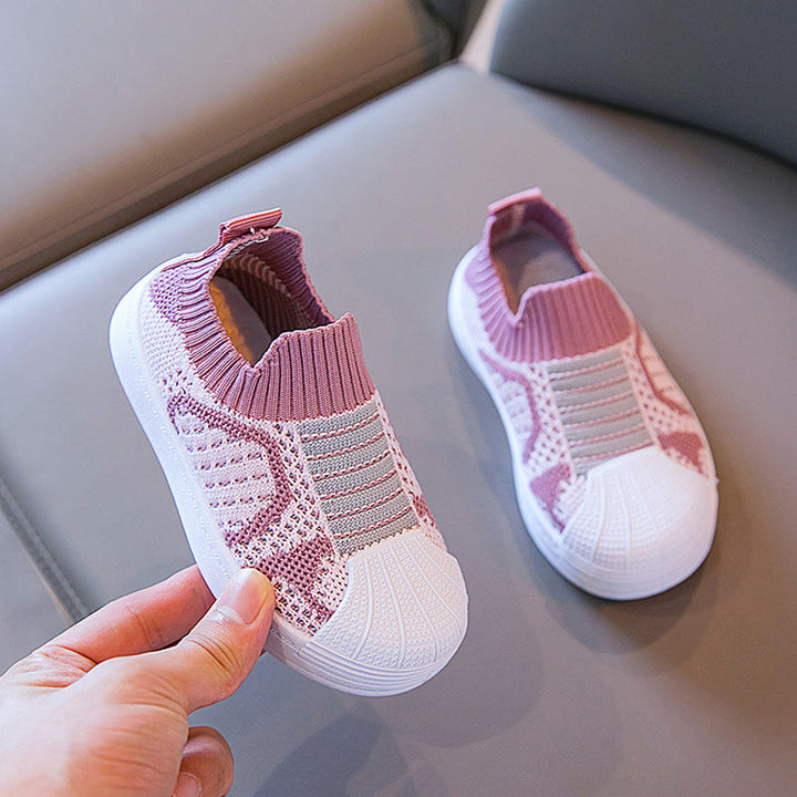 "Barn slip-on sneakers i mesh, halkfria och stretchiga, lätt andningsbart tyg, elastisk öppning, flera färger"