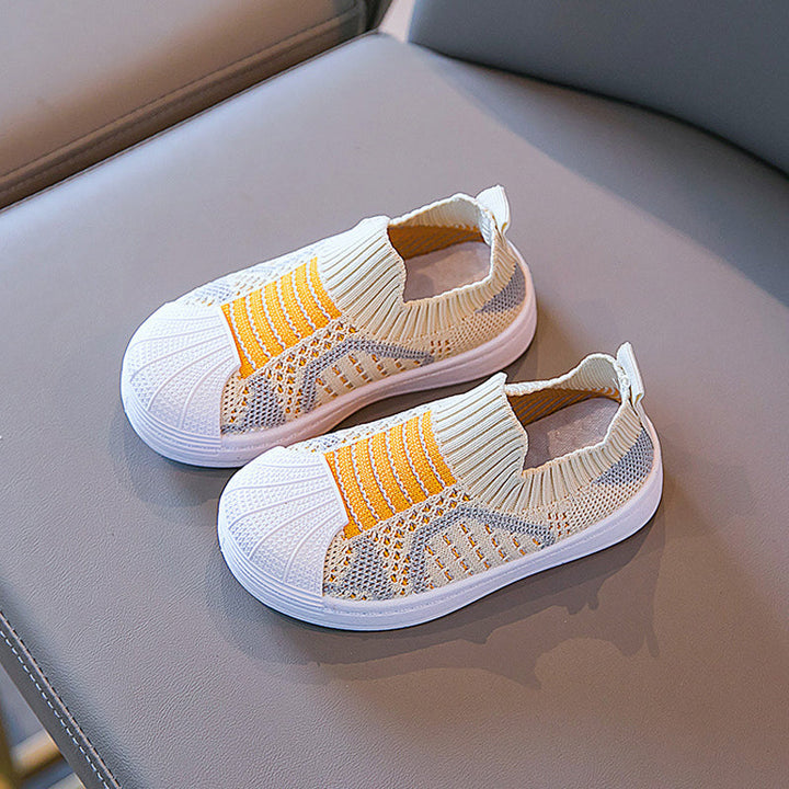 "Barn slip-on sneakers i mesh, halkfria och stretchiga, lätt andningsbart tyg, elastisk öppning, flera färger"