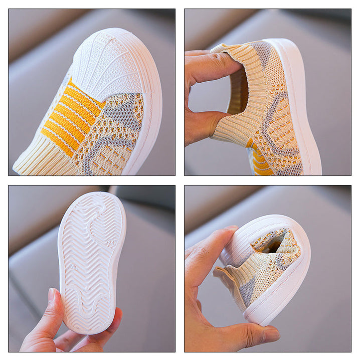 "Barn slip-on sneakers i mesh, halkfria och stretchiga, lätt andningsbart tyg, elastisk öppning, flera färger"