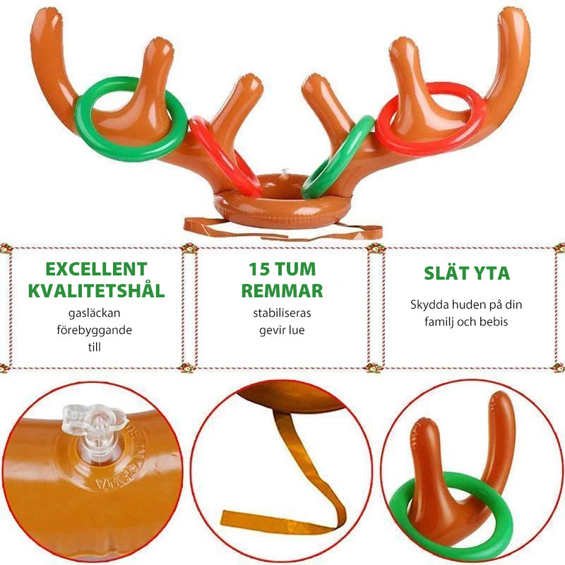 Barn uppblåsbart ringkastningsspel med färgglada renhorn och kastringar för festlig jullek, perfekt för familjer.