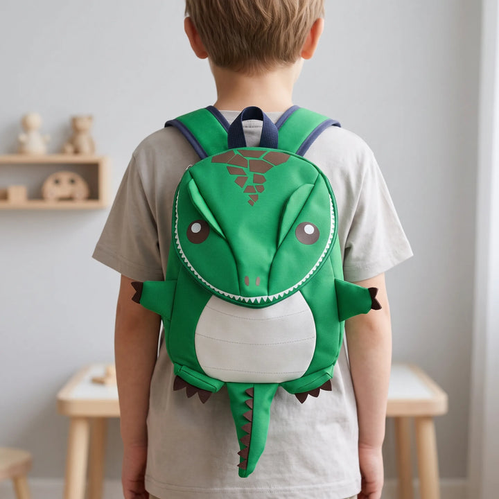 Barnryggsäck med 3D-dinosauriedesign för förskola, rolig och praktisk för barn.