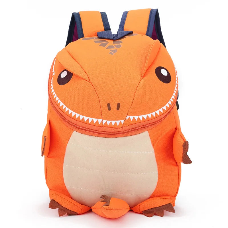 Praktisk barnryggsäck i nylon med iögonfallande 3D-dinosaurie för förskolan.