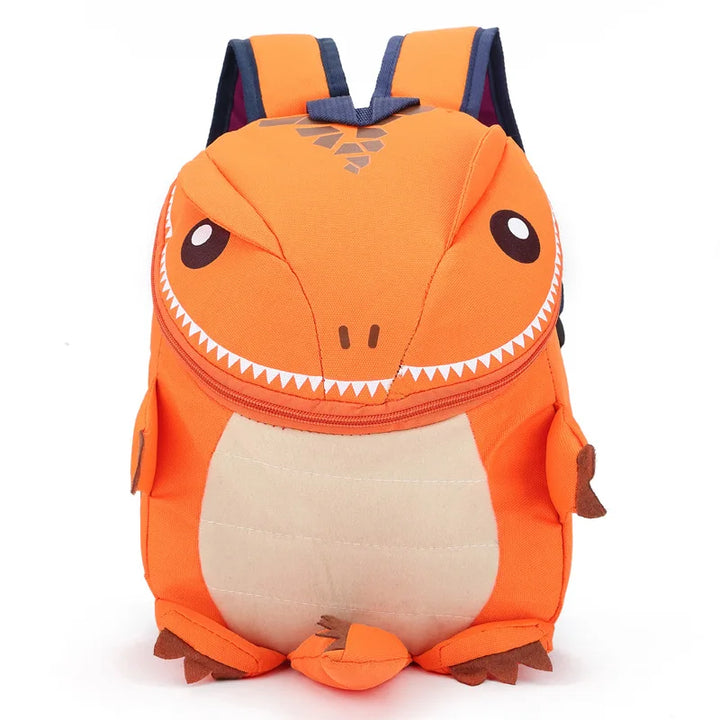 Praktisk barnryggsäck i nylon med iögonfallande 3D-dinosaurie för förskolan.