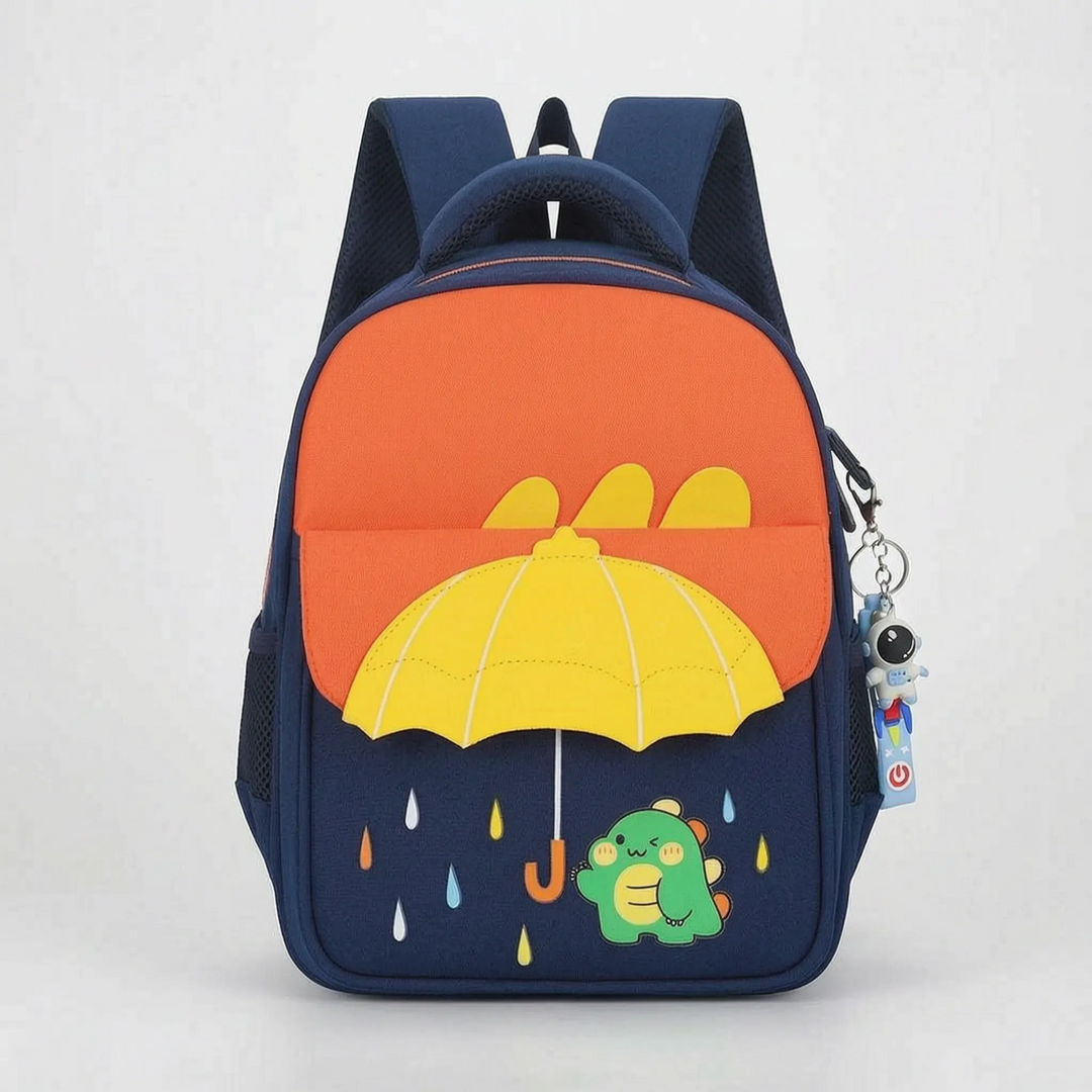 Bekväm skolryggsäck i nylon för barn, med livfullt tecknat motiv. Perfekt för skolan.