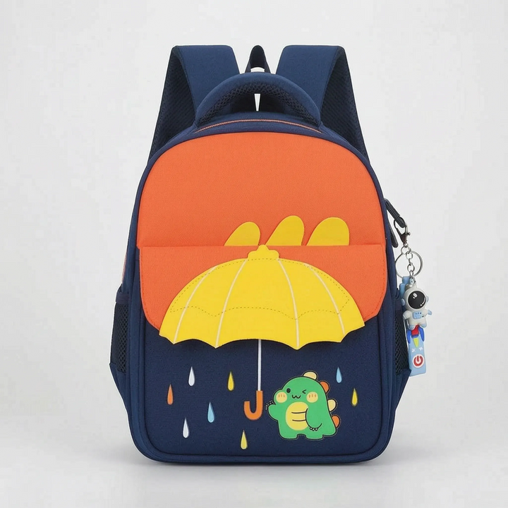 Bekväm skolryggsäck i nylon för barn, med livfullt tecknat motiv. Perfekt för skolan.