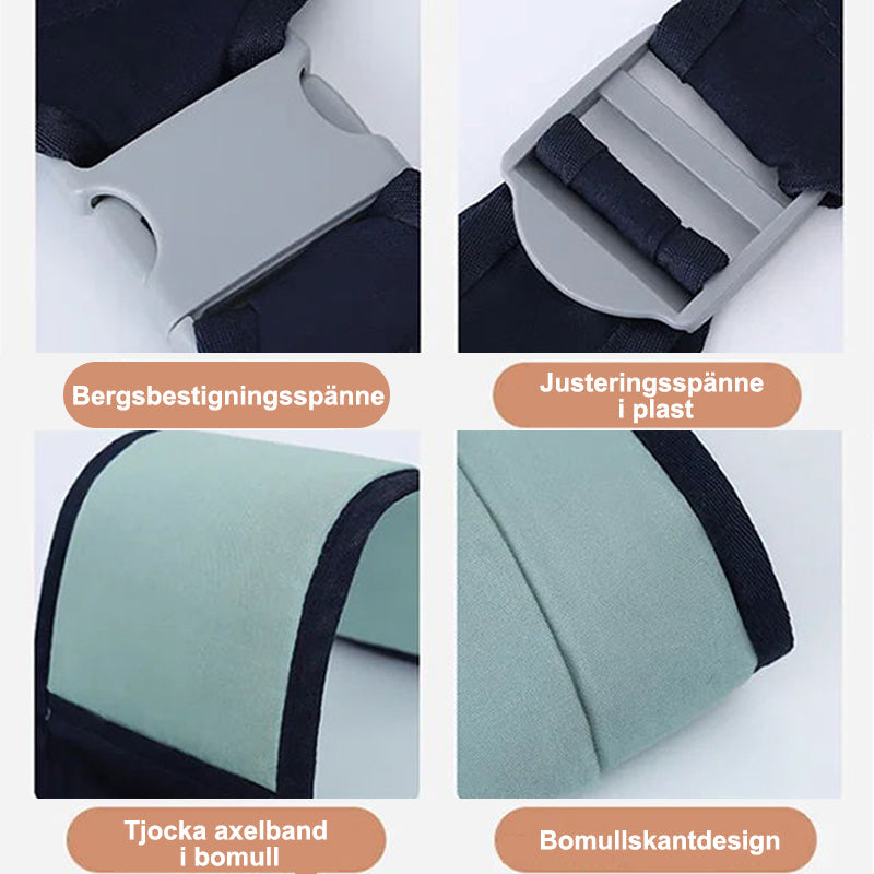 Bärsele för barn i ljus sjögrön, justerbar och lättviktig med ventilerande 3D-mesh för optimal komfort och stil.