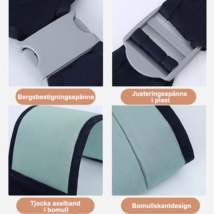 Bärsele för barn i ljus sjögrön, justerbar och lättviktig med ventilerande 3D-mesh för optimal komfort och stil.