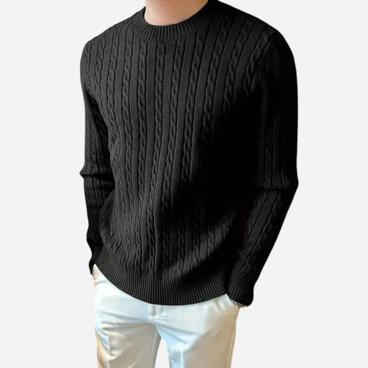 Stilren crewneck tröja för män i stickat material