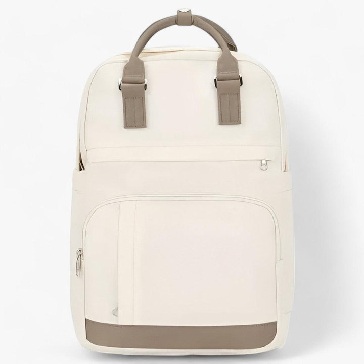 Beige urban vattentät ryggsäck för stadsliv, unisex. Perfekt för pendling, studenter, resor.