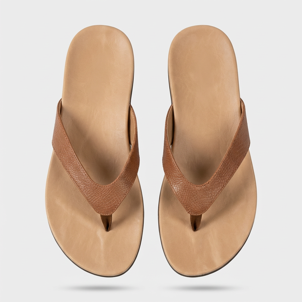 Platta damsandaler för semesterresa. Bekväma slip-in sommarsandaler med bred rem, perfekta sommarstil skor.