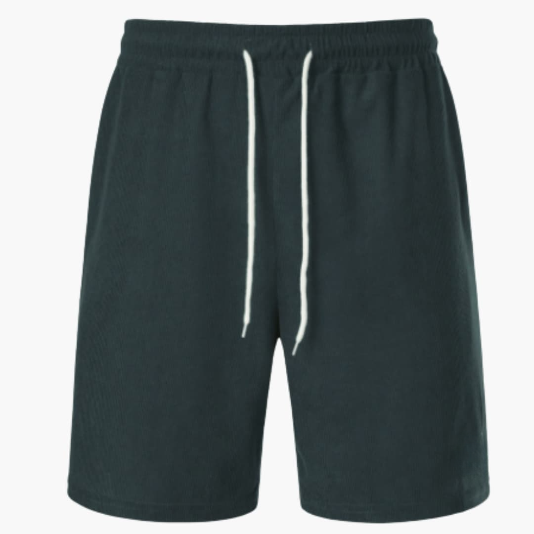 Bekväma casual herrshorts med ribbad struktur, dragsko & sidofickor för sommar och fritid.