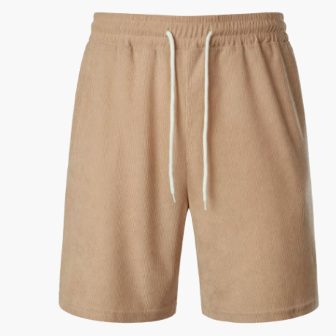 Somriga herrshorts med bekväm ribbad design, justerbar dragsko & praktiska fickor.