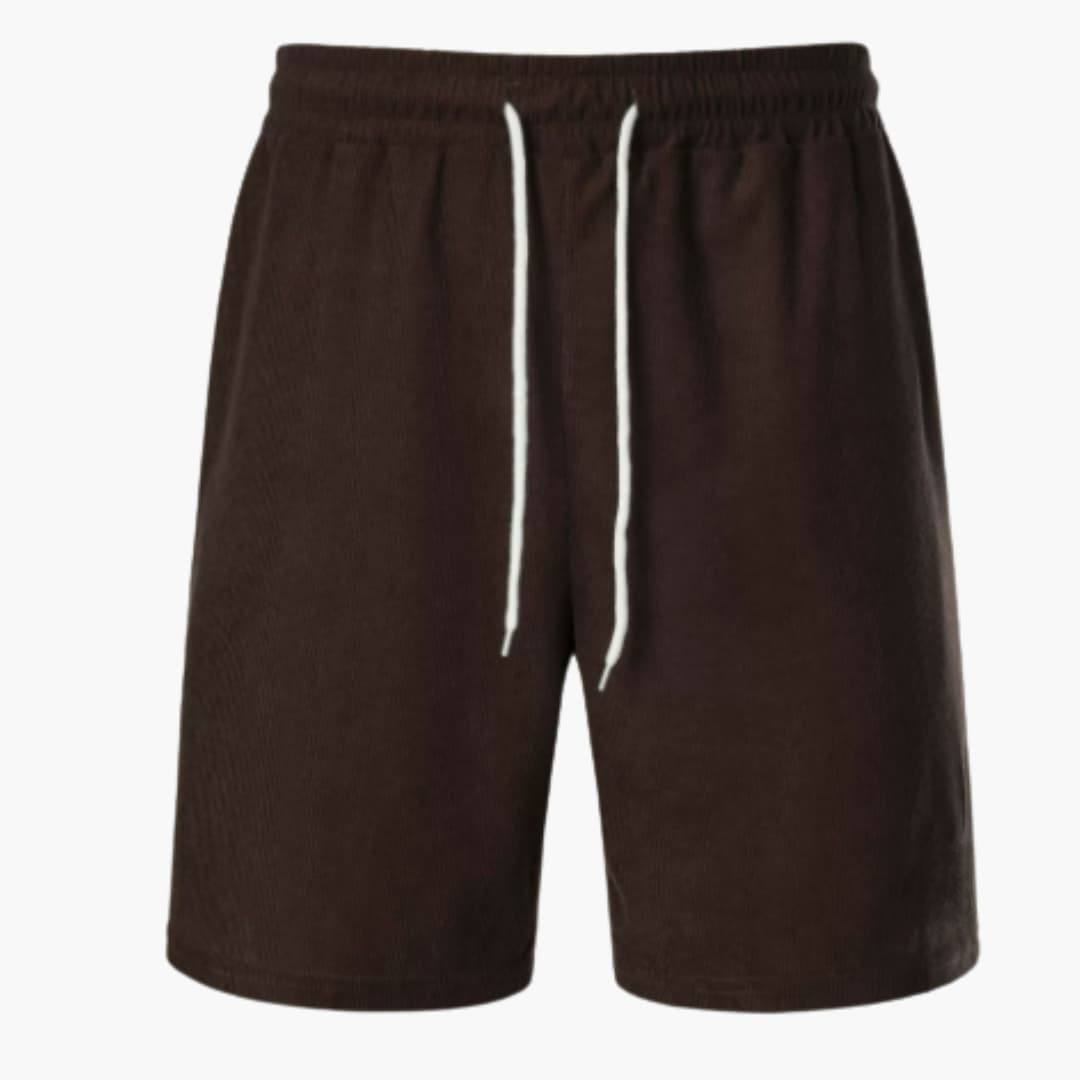 Enfärgade herrshorts med trendig ribbad yta, dragsko & fickor, sommarstil för varje dag.
