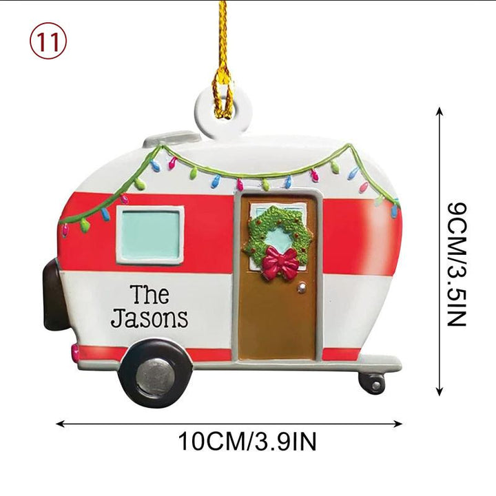 "Bil och båt jul järnprydnad med hänge, robust järn, färgglad och iögonfallande, perfekt för julgran eller bil."