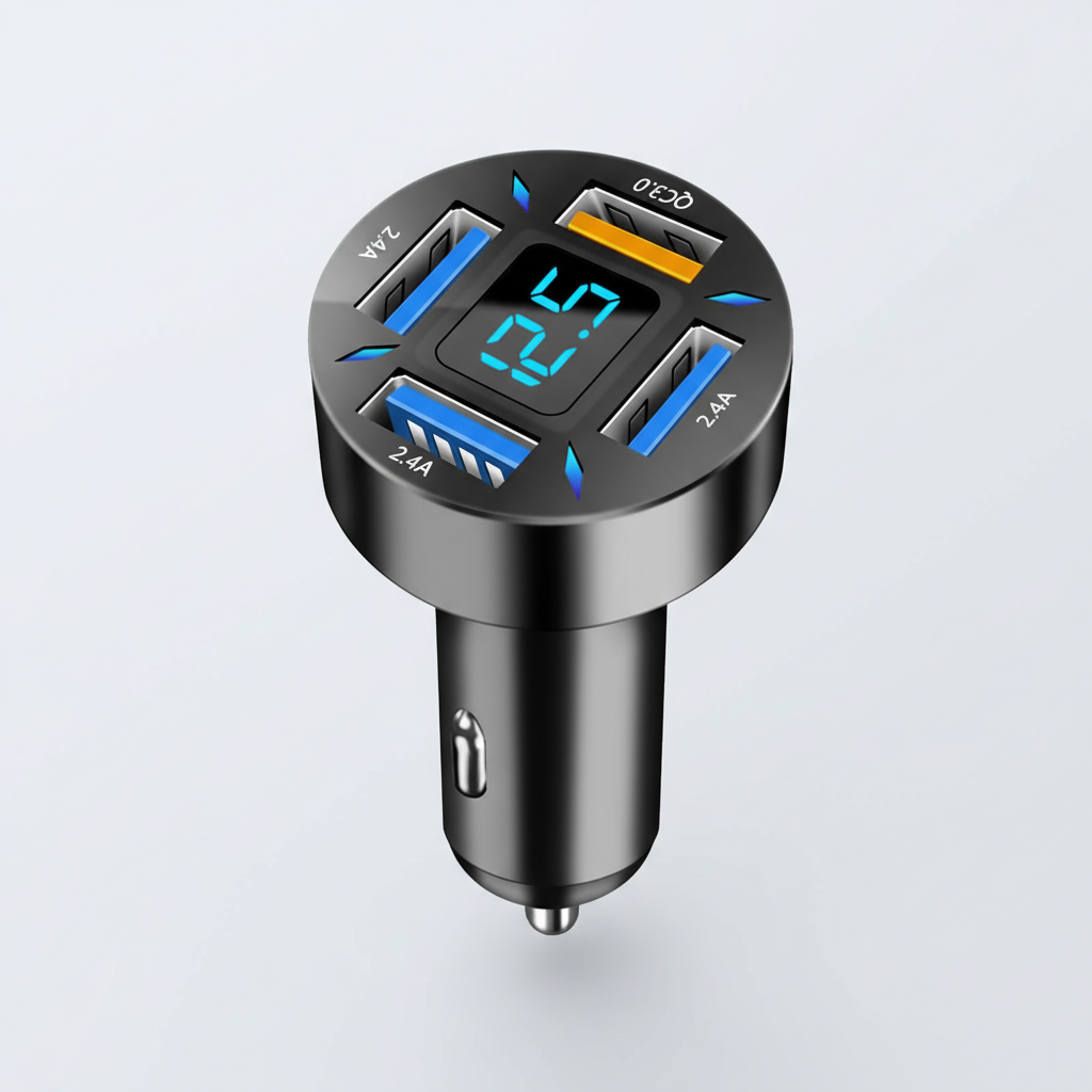 Universell 66W billaddare med PD/QC3.0 för smartphone, surfplatta & GPS i alla fordon.
