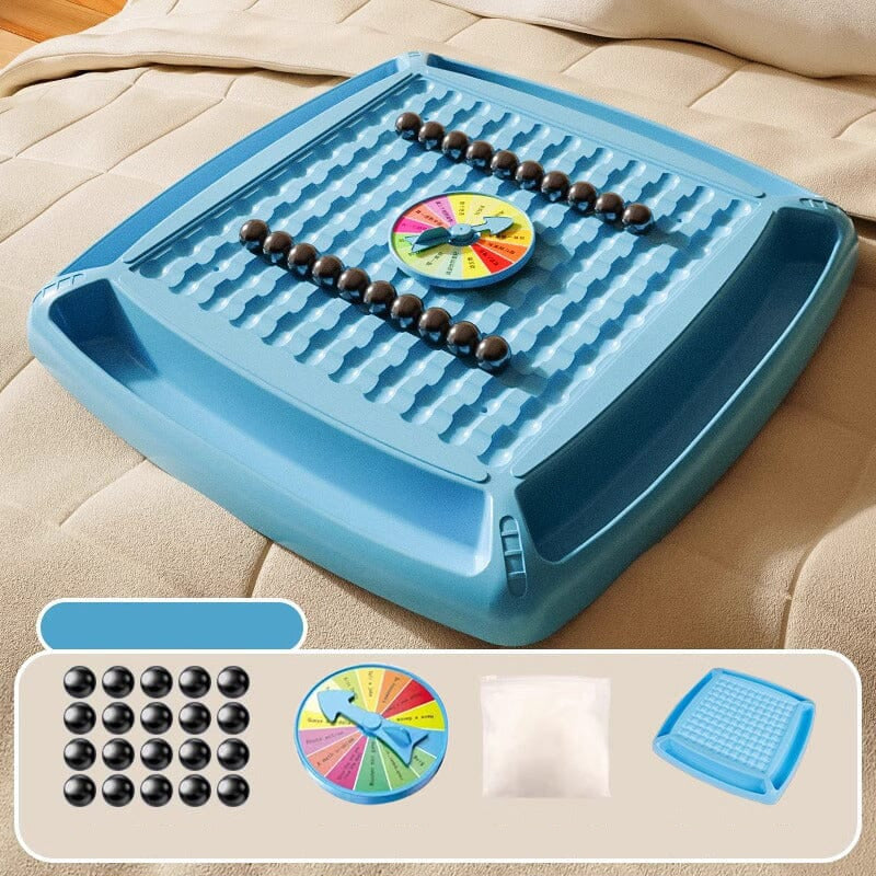 Blå magnetiska schackpjäser för barn, ergonomiska och släta, perfekta för strategisk lek och kognitiv utveckling.