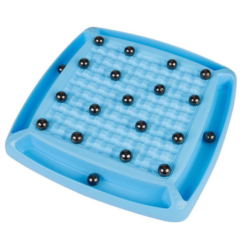 Blå magnetiska schackpjäser för barn, ergonomiska och släta, perfekta för strategisk lek och kognitiv utveckling.