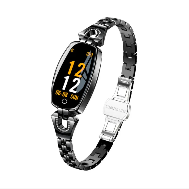 Svart smart fitness watch för kvinnor med elegant armband