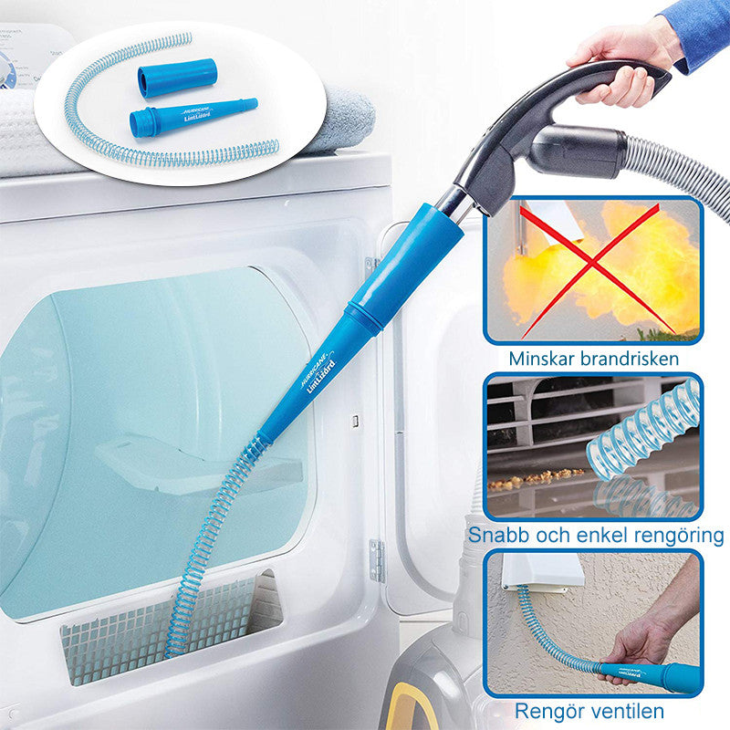 "Blått dammsugarmunstycke med flexibel 1-meters slang och suginställningar för rengöring av trånga och svåråtkomliga utrymmen