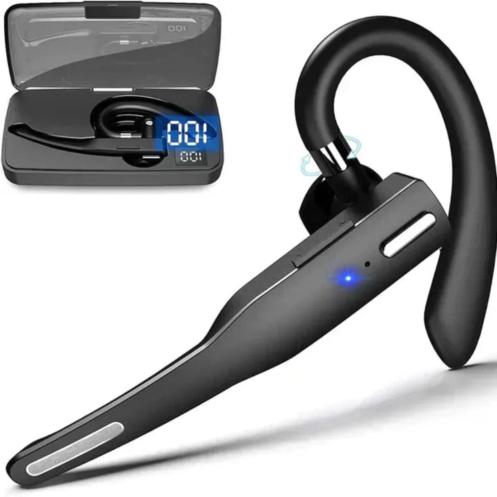 Trådlöst Bluetooth 5.1-headset med laddningsetui i svart färg