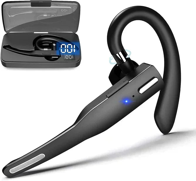Närbild på det ergonomiska Bluetooth-headsetet med öronbygel