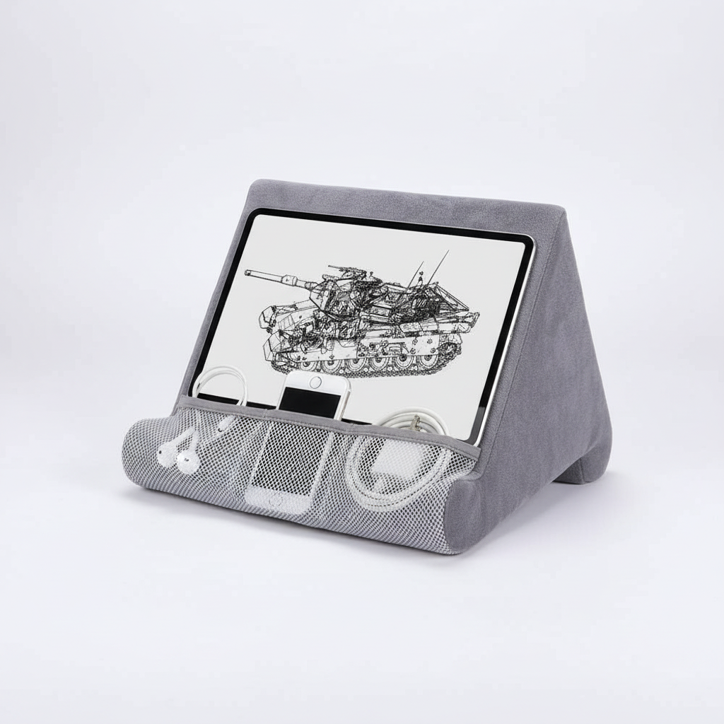 Svart surfplattestöd ComfyStand, perfekt för handfri läsning eller produktivt hemkontor. Ergonomisk design.