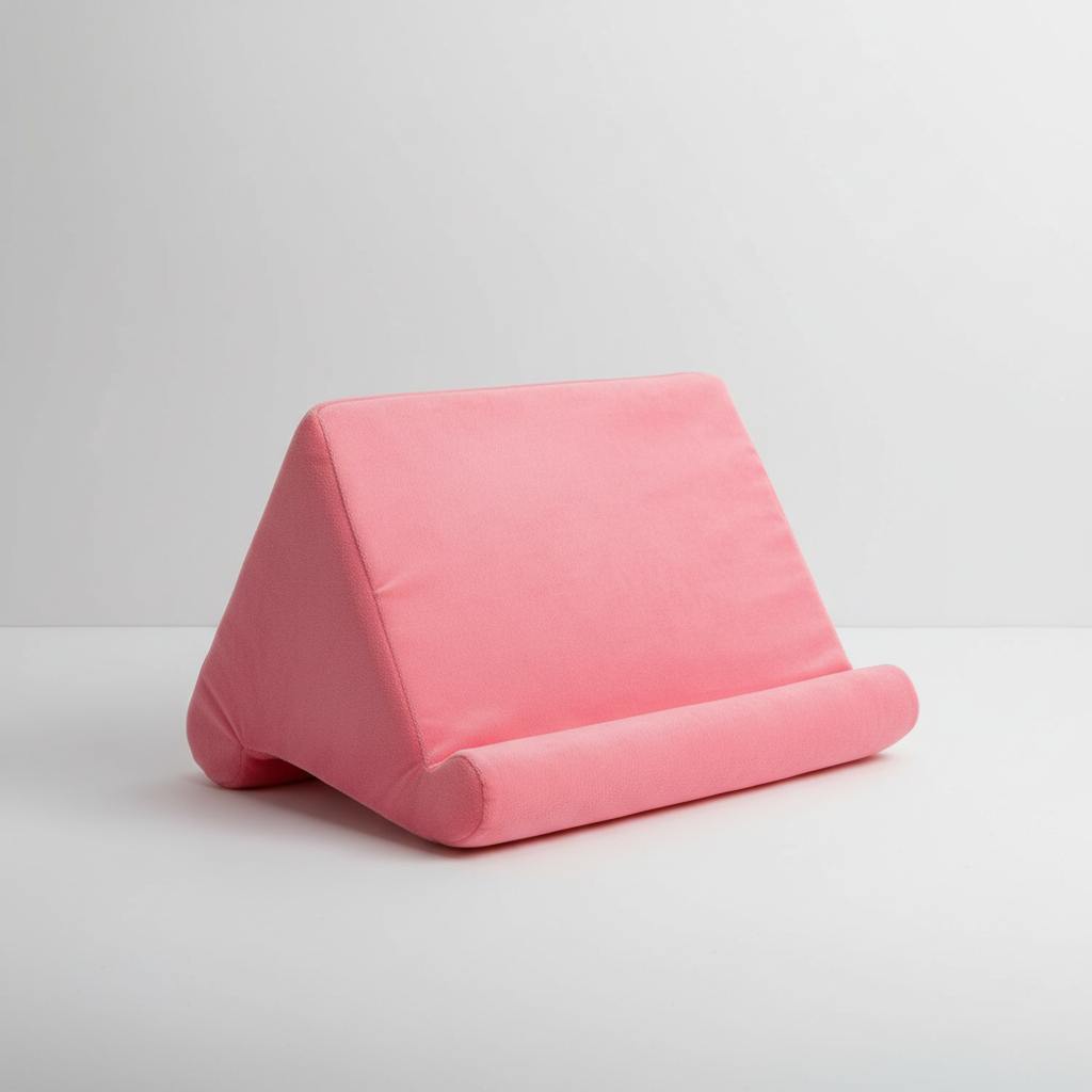 Mångsidig ComfyStand tabletthållare i svart, rosa, brun eller vinröd. Ger ergonomisk komfort och surfplattestöd.