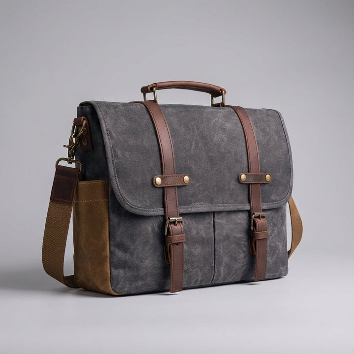 Stilren khaki läder skulderväska herr, idealisk som crossbodyväska för en modern livsstil.