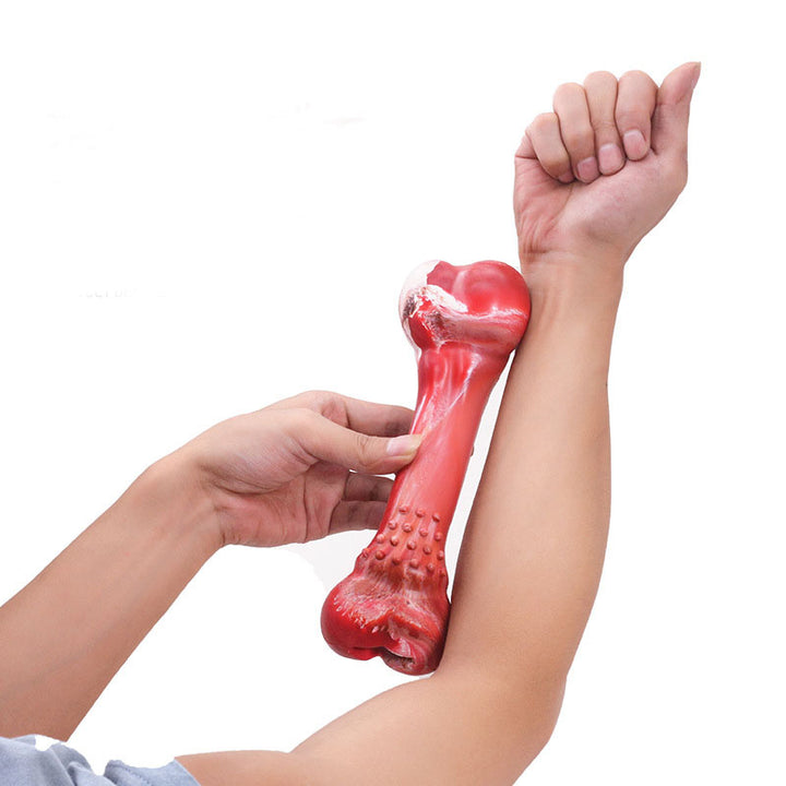 Stimulerande tuggleksak i brun gummi med godisfack, perfekt för tandvård och långvarig sysselsättning.