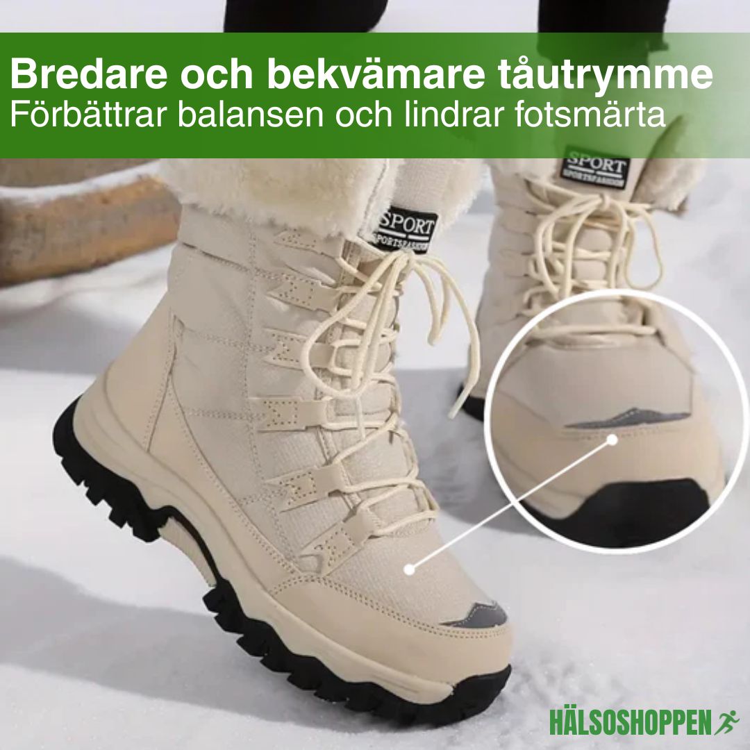 Vita unisex vattentäta vinterskor med varm isolering och halkfri sula för optimal fotkomfort.