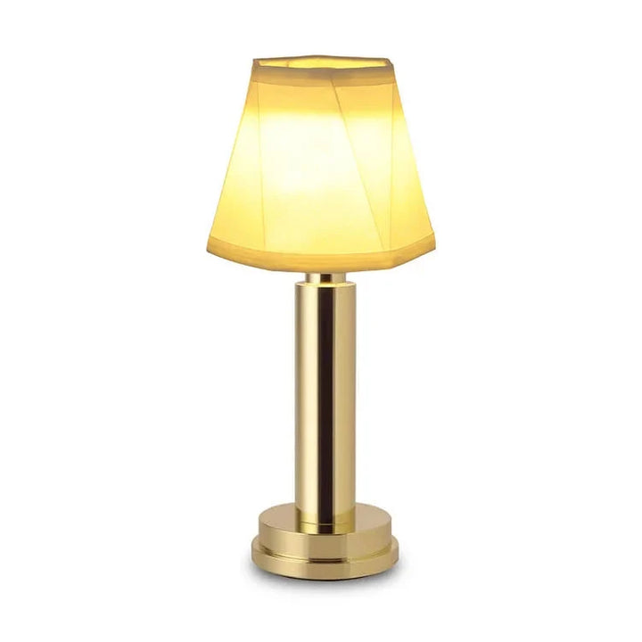 Närbild på den sladdlösa LED-lampans eleganta skärm och minimalistiska form