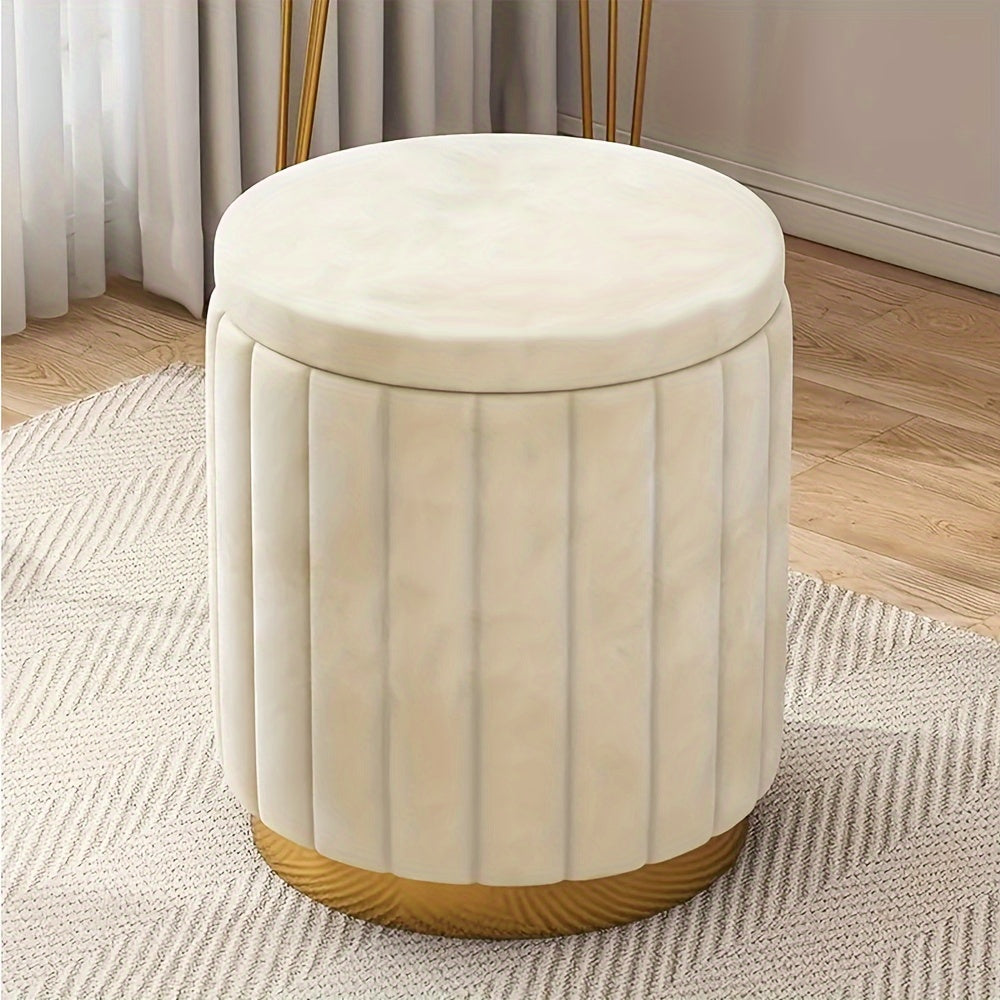 Beige rund ottoman för modern heminredning
