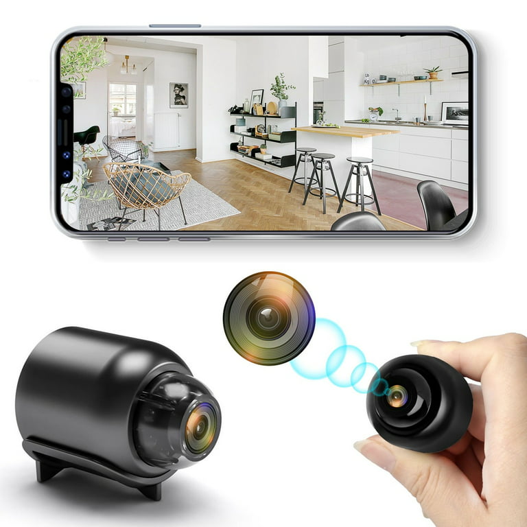 Trådlös mini säkerhetskamera som visar livevideoflöde på smartphone