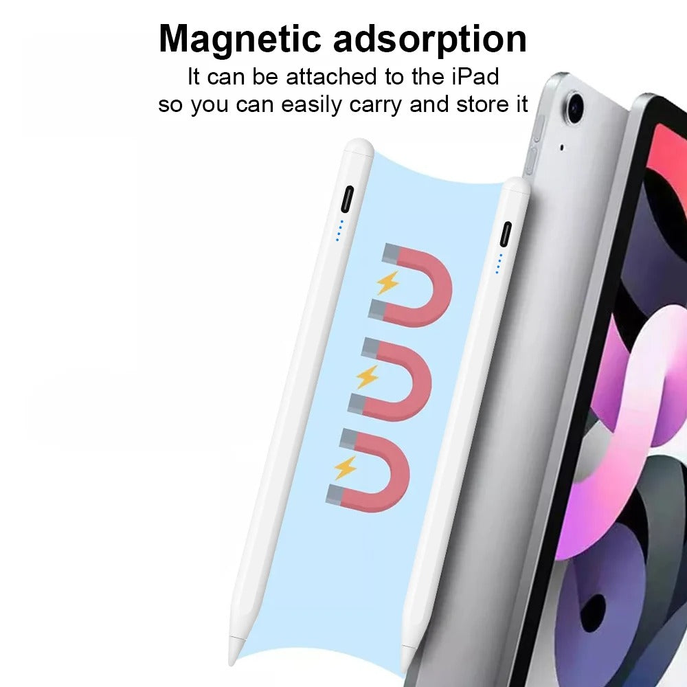 Illustration som visar den smarta pennans magnetiska fäste mot en iPad