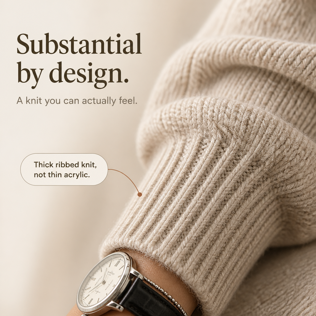 Chunky knit damtröja som visar den trendiga designen med sänkta axlar