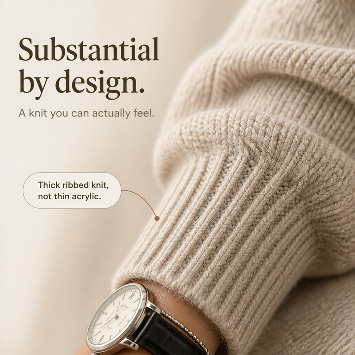 Chunky knit damtröja som visar den trendiga designen med sänkta axlar