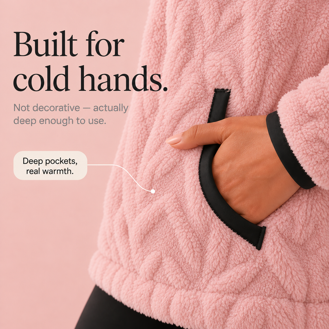 Rosa pullover för damer med praktisk känguruficka