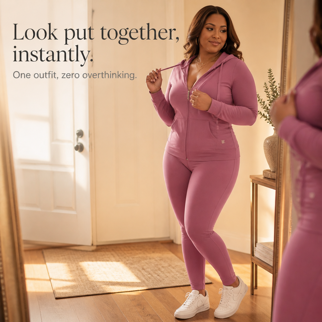 Figurnytt dammode: tröja och matchande leggins för avslappnade dagar