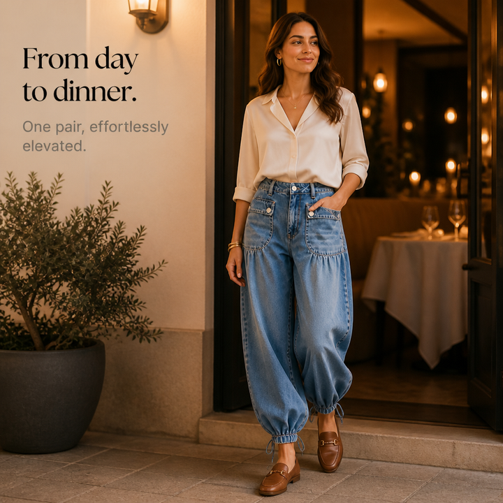Högmidjade damjeans i blå denim för en modern vardagslook