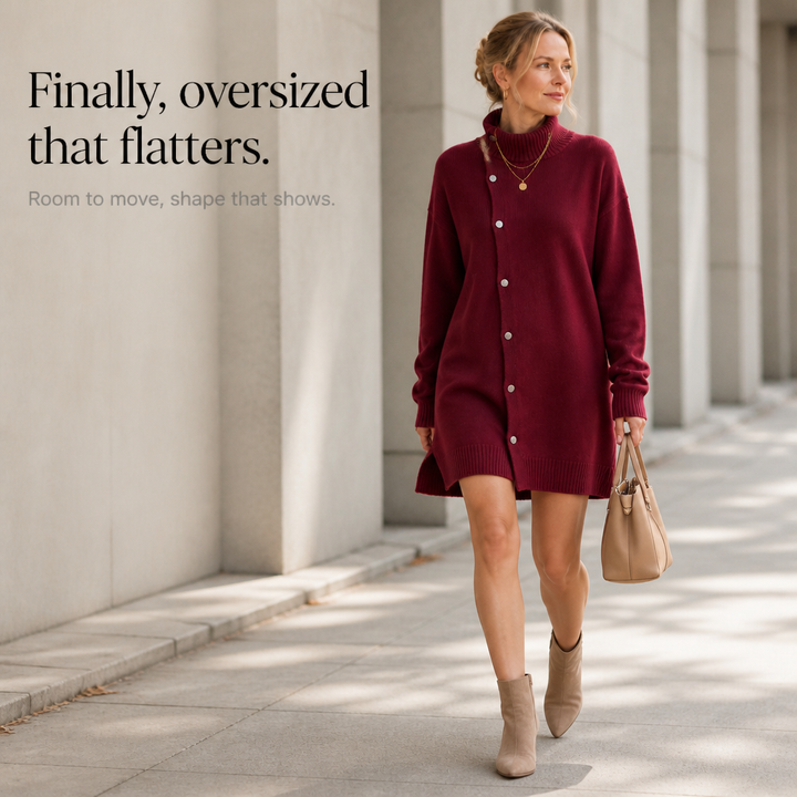 Stilren stickad kofta med oversize design för vardagsmode