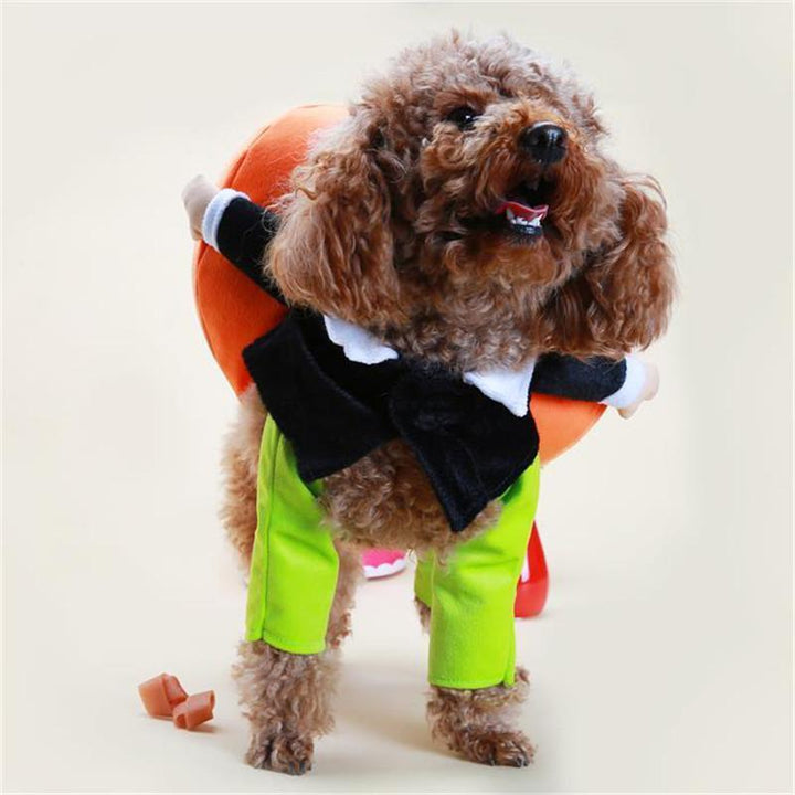 "Chic Halloween hunddräkt med livfull pumpadesign i mjuk sammet, perfekt för små till stora hundar. Justerbar passform."
