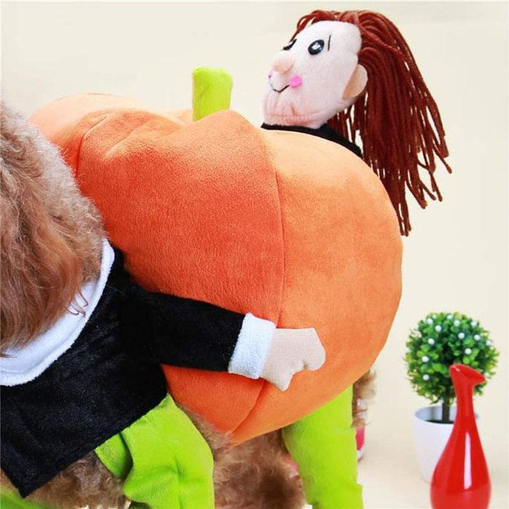 "Chic Halloween hunddräkt med livfull pumpadesign i mjuk sammet, perfekt för små till stora hundar. Justerbar passform."