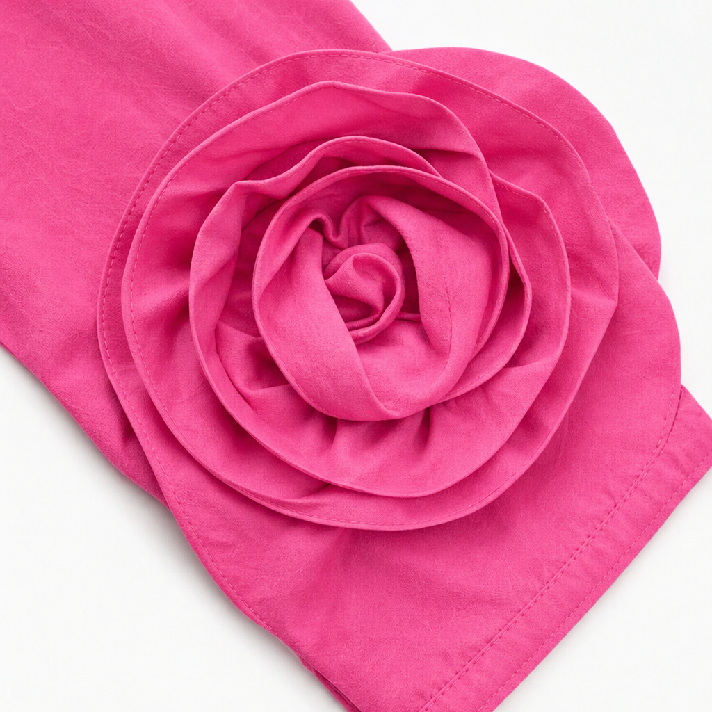 Snygg vardagsblus för kvinnor med rosa rosaccesor